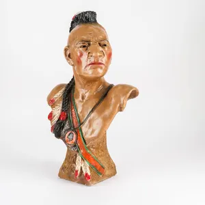 Vintage Hand-Painted Chief Black Hawk Concrete Bust