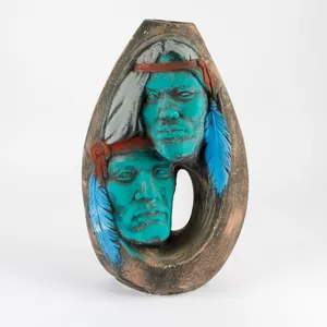 Vintage Native American Faces Sculpture