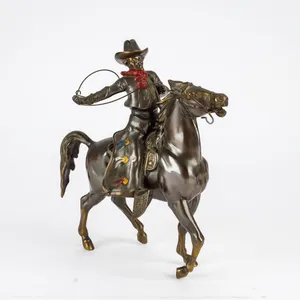 Vintage K&O Co. Cast Metal Cowboy on Horse Statue