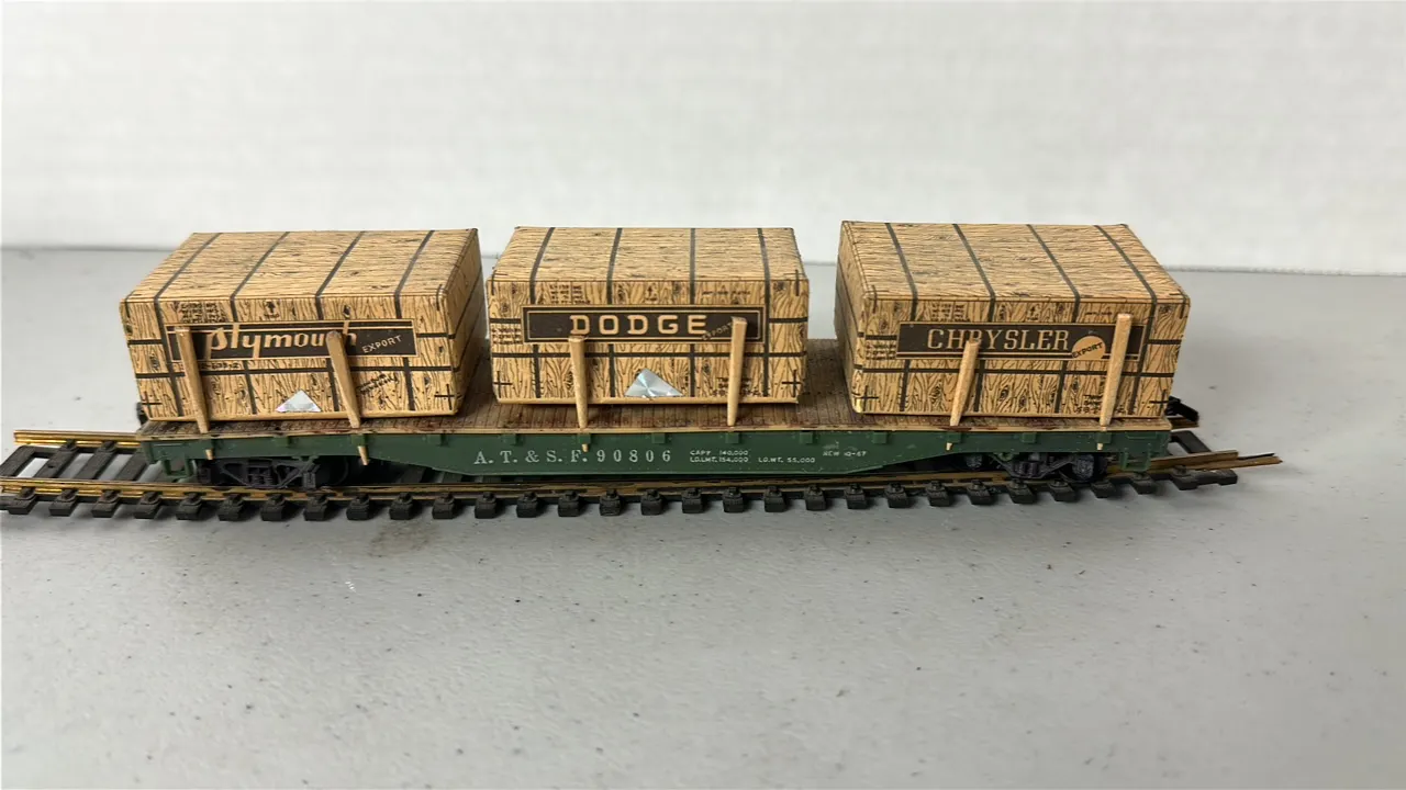 HO Scale A.T. & S.F. Rail Flat Car