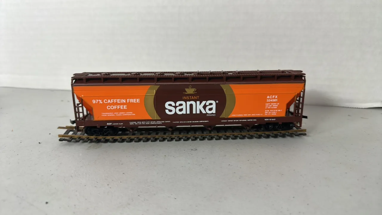 HO Scale Sanka Instant Coffee Covered Hopper Car