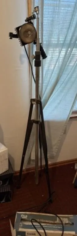 Shop Light on Stand, Plastic Sheeting,