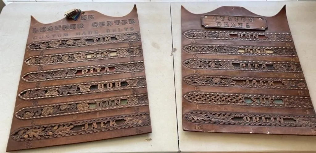2 Custom Leather Belt Display Boards