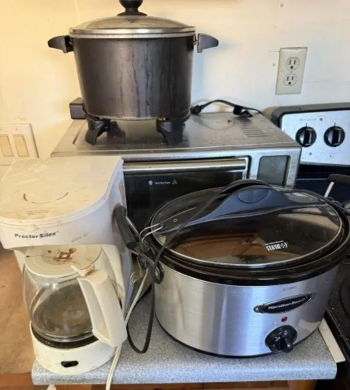 Coffee Maker, Toaster Oven, Crock Pot,
