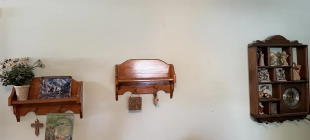 3 Wall Shelves, Figurines, Misc. Decor
