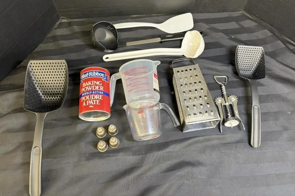 Asstd kitchenware and VINTAGE SHEETS-R-S-CO.