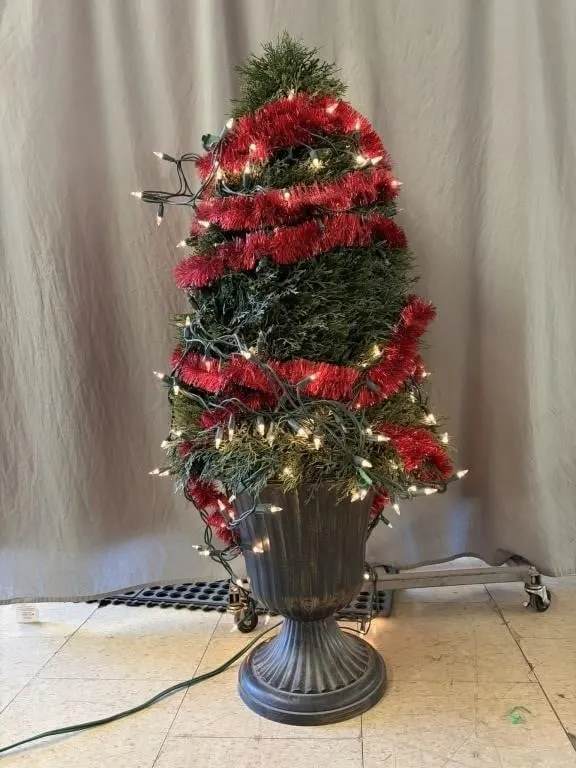 Vintage Christmas Tree in Footed urn (4')