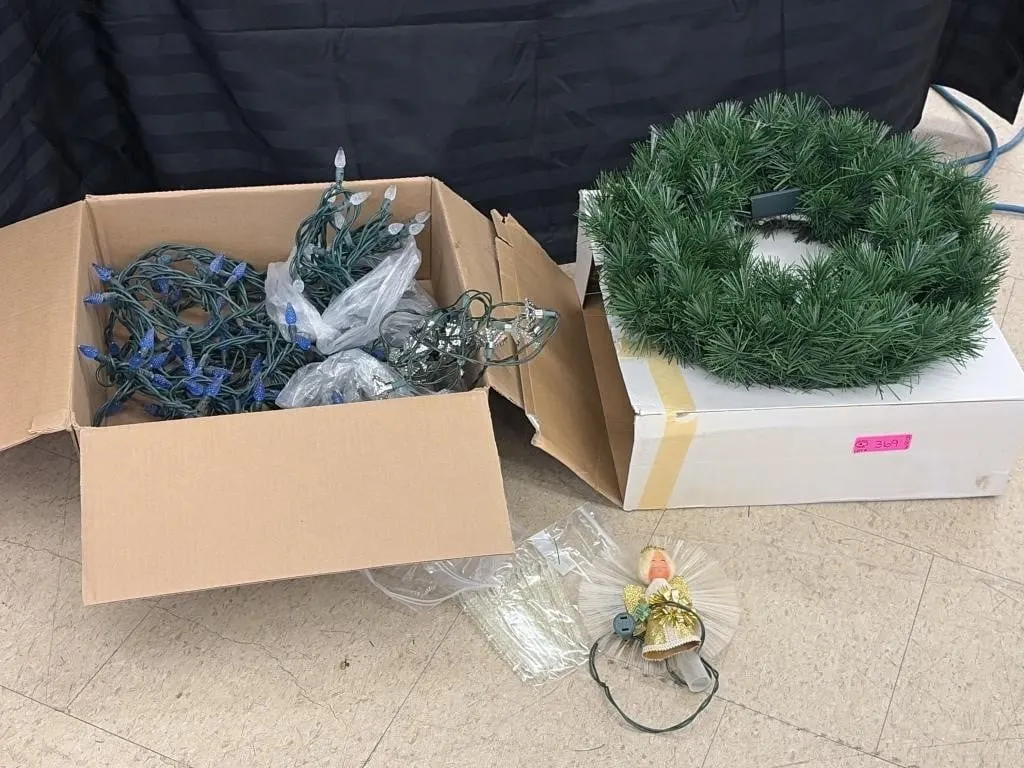 Christmas Lights, Wreath and small Angel