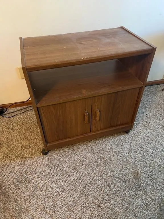 Wood Grain Microwave Stand Media Cart