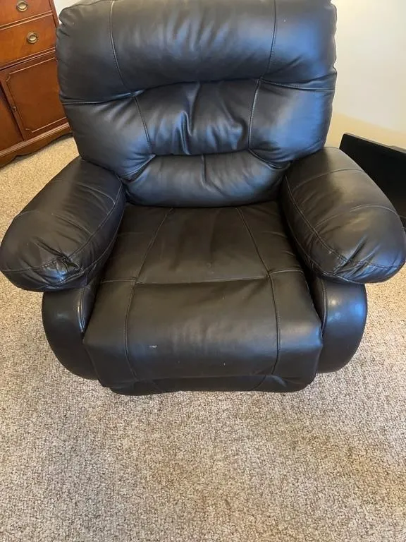 Black Leather Rocker Recliner Armchair
