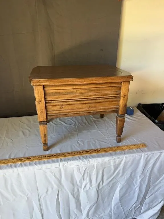 Mid-Century Wood End Table with Drawer