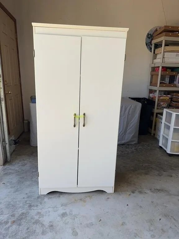White Double Door Wardrobe Storage Cabinet