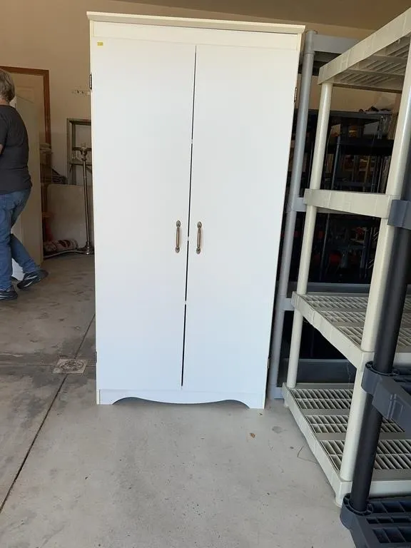 Modern White Double Door Storage Cabinet
