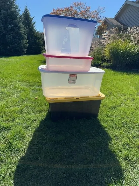 Assorted Plastic Storage Totes with Lids