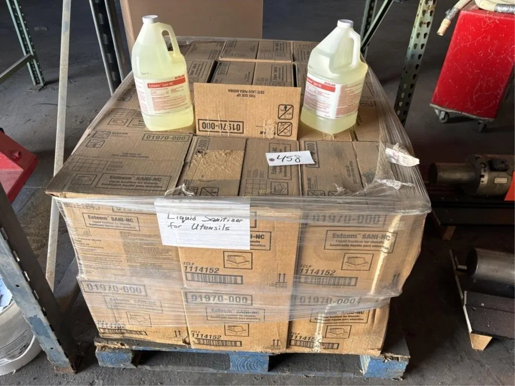 Pallet of Liquid Sanitizer for utensils