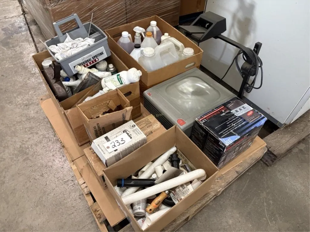 Assorted Fluids/Cleaners. Overhead Projector