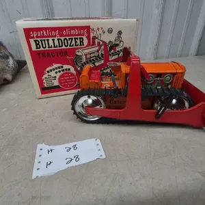 Marx Sparkling Climbing Bulldozer Tractor Tin Litho Caterpillar Diesel Toy with Original Box