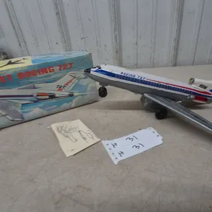 Vintage Battery-Operated Tin and Plastic Boeing 727 Jet Airliner Toy with Original Box