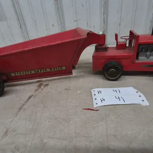 Vintage 1950s Structo Earth Mover Pressed Steel Toy Tractor and Scraper Set 23.6”