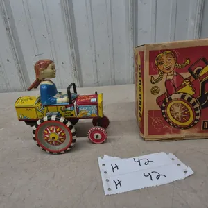 Louis Marx "Dora the Girl Driver" Tin Litho Wind-Up Tractor with Original Box, Early 1950s