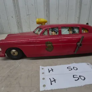 Vintage 1950s Royal Toy Company Mystery Action Fire Chief Car, Japan, Rotating Figures, 12”