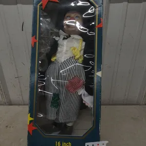 Sylvester Q. Smedley III 16” Collectable Porcelain Clown Doll with Metal Display Stand in Box