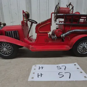 Vintage-Style Red Metal “Tucumcari Fire” Antique Fire Truck Model with Hose Reel and Ladder, 14”