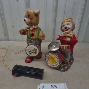 Vintage Cragstan Melody Band Battery-Operated Drumming Clown and Teddy Bear Remote Control Toys