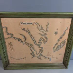 Framed Vintage 1936 Virginia 1602-1622 Pictorial Map