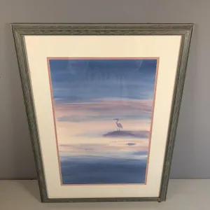 G. Seal Cox Signed Coastal Heron Watercolor Painting