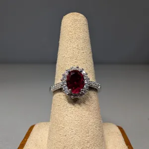 Red Stone and Clear Stone Cluster Ring