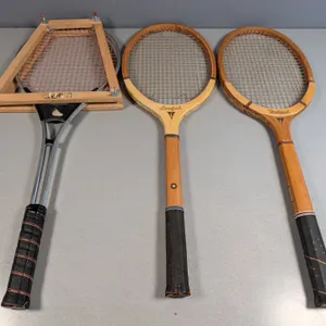 Vintage Tennis Racquets Group of 3 with Wooden Press