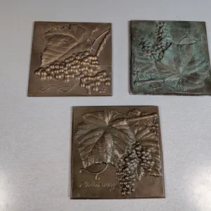 Cast Bronze Grape Motif Decorative Tiles - Merlot & Chardonnay