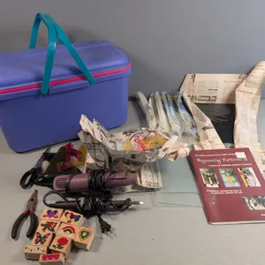 Stained Glass and Craft Supplies with Tote and Tools