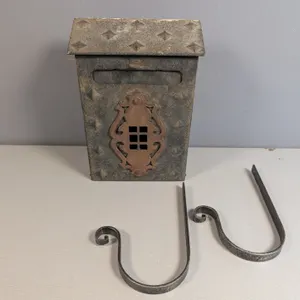 Vintage Metal Wall-Mount Mailbox with Hooks