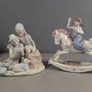 Paul Sebastian Rocking Horse & Shepherd Children Porcelain Figurines