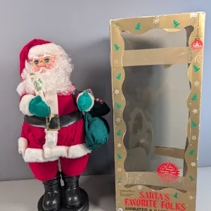 Santa's Favorite Folks Animated Illuminated Santa Figure with Box