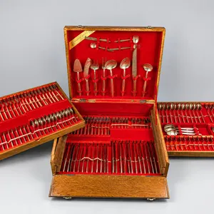 144-Piece Bangkok Jewels Thailand Bronze Flatware Set in Canteen