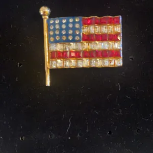 Signed rhinestone flag BROOCH