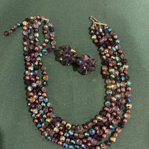 Aurora borealis iridescent necklace and earrings
