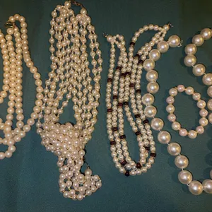 Faux pearl necklaces and bracelets