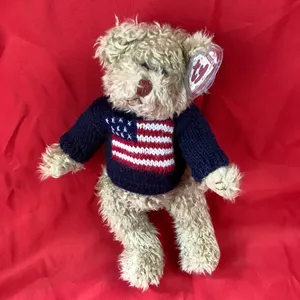 Beanie Baby Bear with Flag Sweater