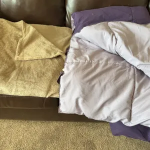 Lot with reversible comforter and throw blanket