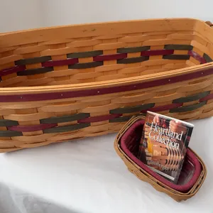2 vintage baskets. An 18” x 8” Roycecraft and a small Longaberger basket.