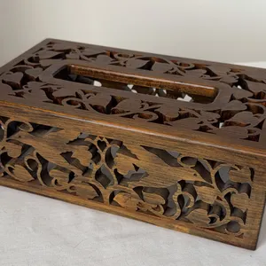 Vintage wooden tissue box cover