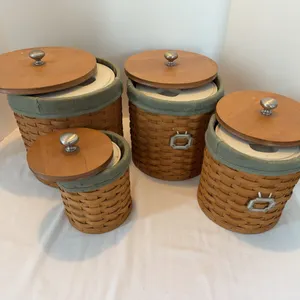 Vintage Longaberger woven basket canister set of 4 with everything
