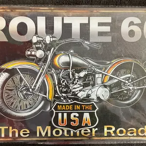 Classic Motorcycle Retro Route 66 “The Mother Road” Metal Tin Sign