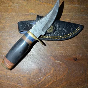 Damascus Steel Knife and Leather Sheath