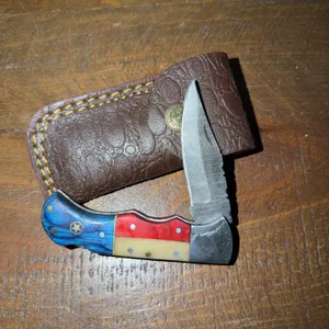 Damascus Steel Knife and Leather Sheath