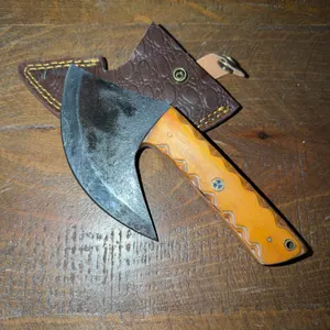 Damascus Steel Knife and Leather Sheath